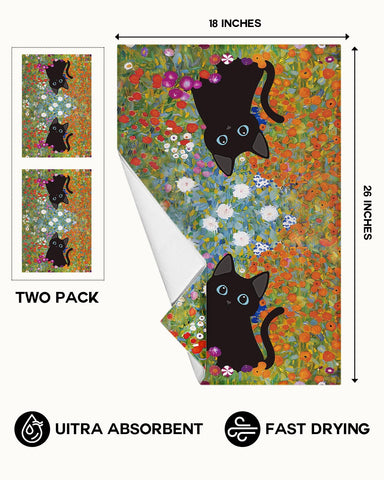 Miss Adola black cat print towel adds playful charm to everyday use.