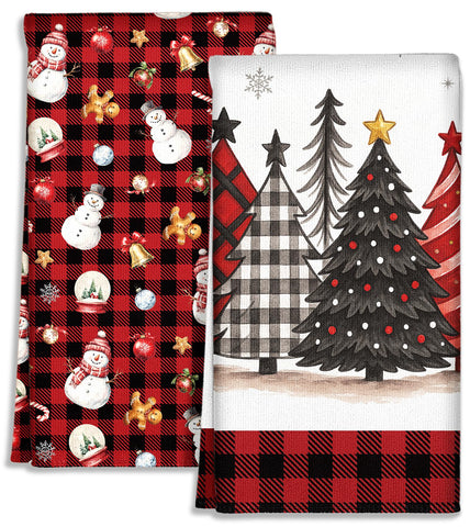 Miss Adola buffalo plaid snowman towel for festive kitchen decor and quick drying