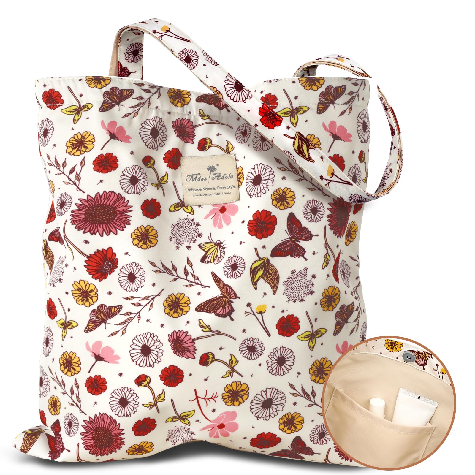 Miss Adola butterfly-flower tote for stylish everyday errands.