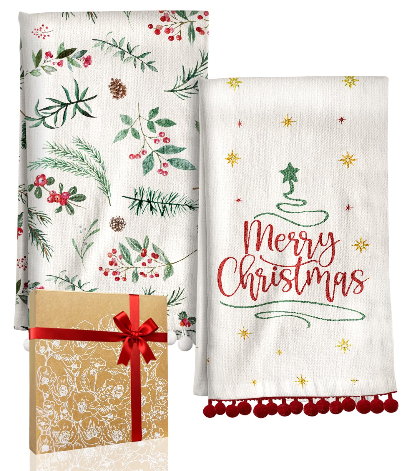 Miss Adola Christmas kitchen towel with tassels for festive decor and practical drying