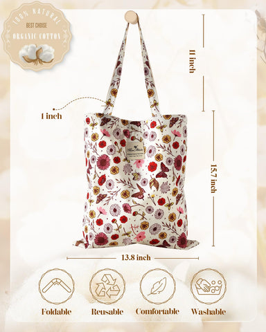 Miss Adola cotton canvas tote with large capacity fits books and devices.