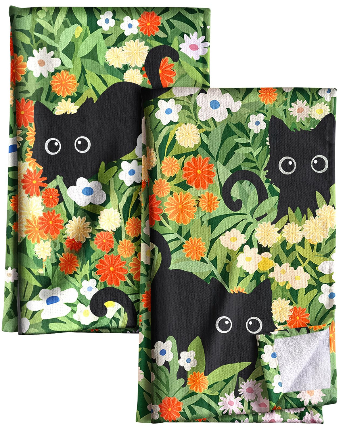 Miss Adola cotton kitchen towels set of 2, front view, quick-drying and absorbent