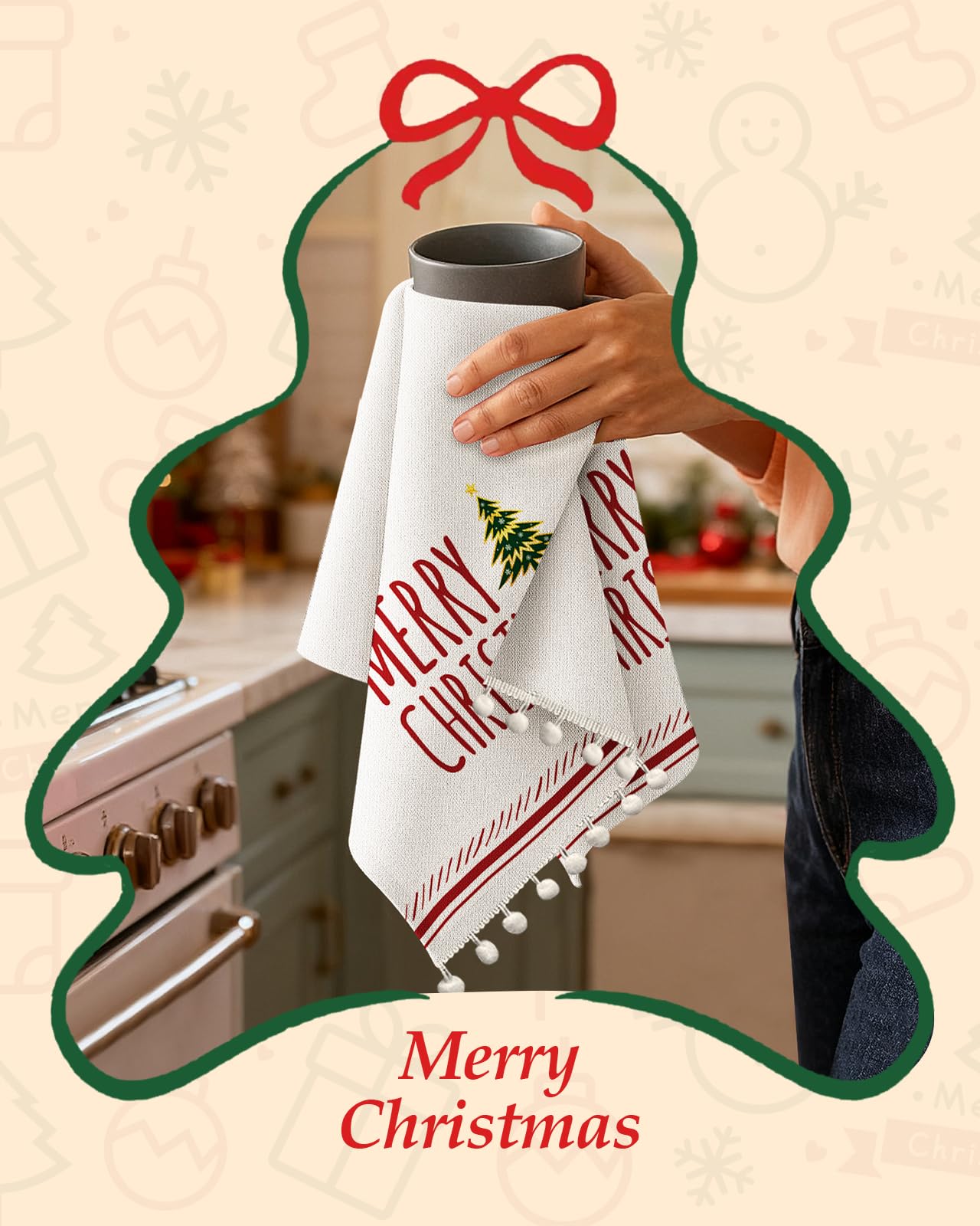 Miss Adola cotton terry kitchen towel showcases soft, absorbent texture for everyday use.
