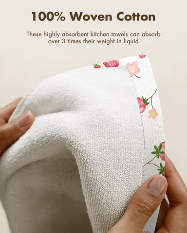 Miss Adola dish towel with hanging loop for easy storage and quick access.