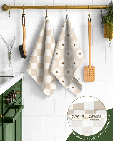 Miss Adola dish towel with hanging loop easy to hang for quick reach