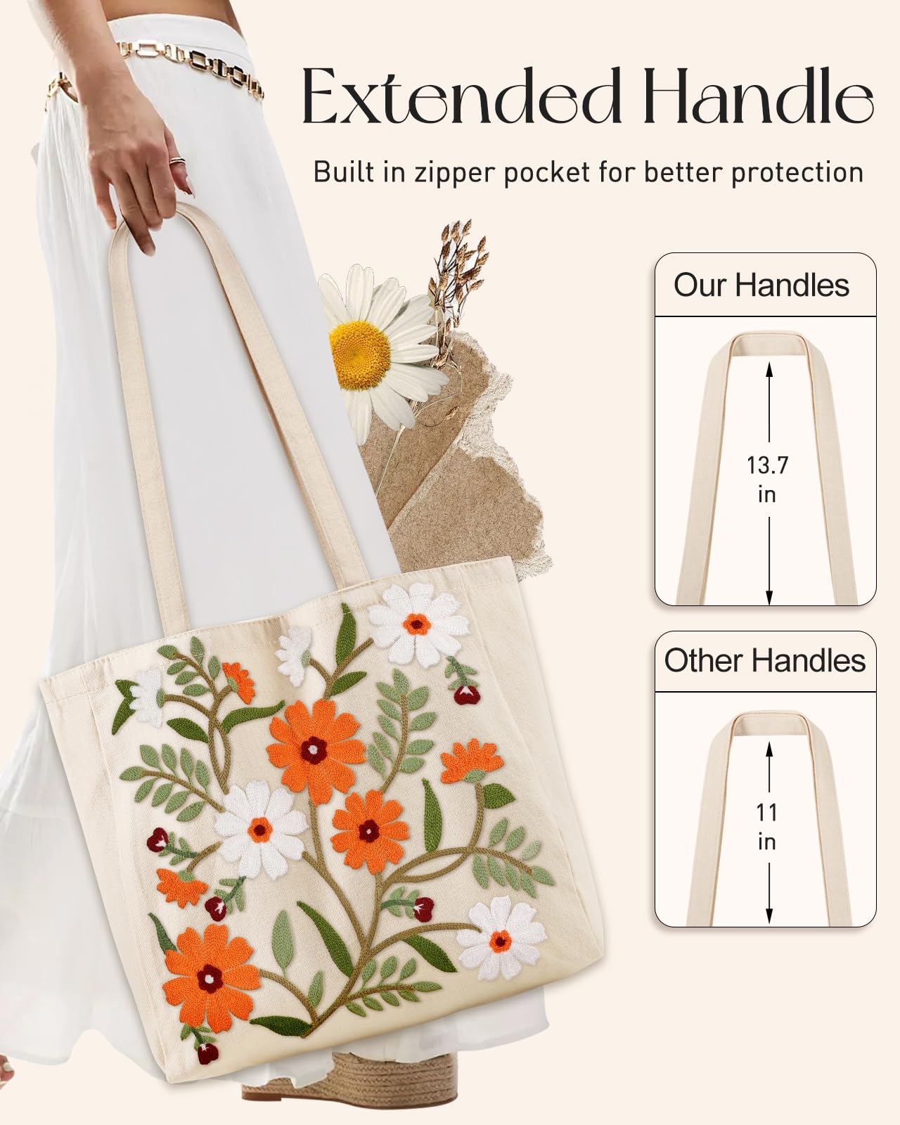 Miss Adola embroidery tote with magnetic buckle offers quick secure closure.
