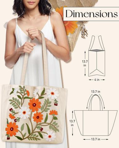Miss Adola embroidery tote bag styled for urban fashion and everyday wear.