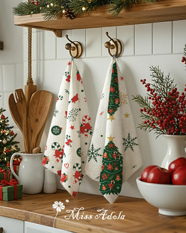 Miss Adola flour sack towel provides reliable absorbency for quick drying.