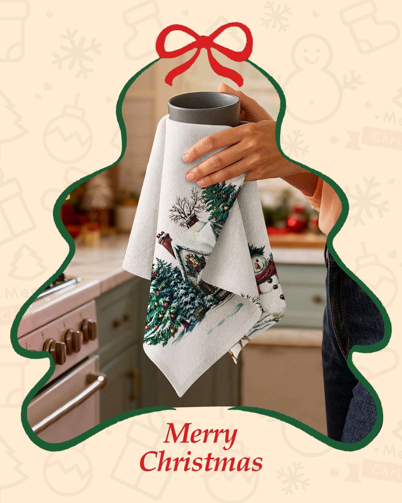 Miss Adola Christmas trees towel enhancing seasonal ambiance in holiday cooking