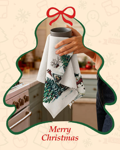 Miss Adola Christmas trees towel enhancing seasonal ambiance in holiday cooking