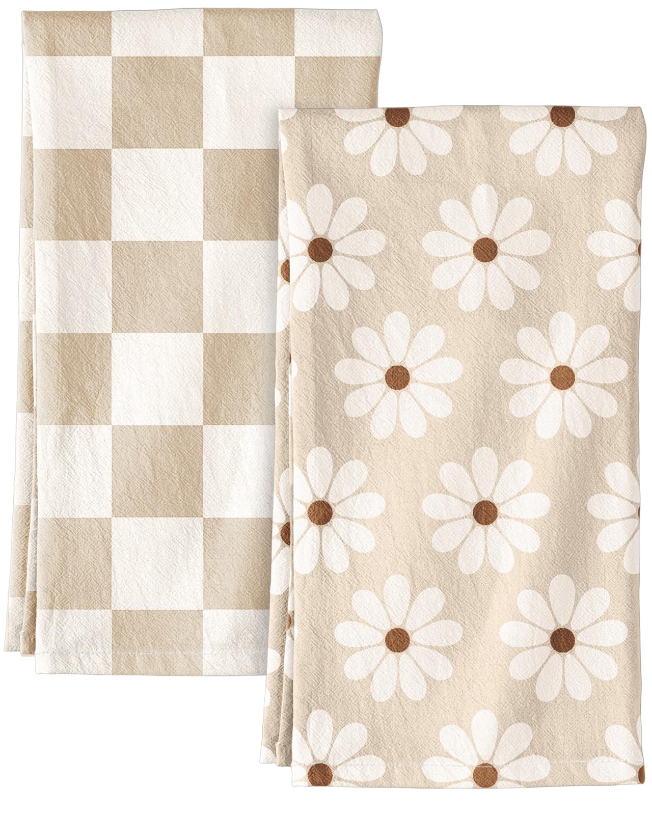 Miss Adola flour sack towel with geometric beige pattern for stylish kitchen prep