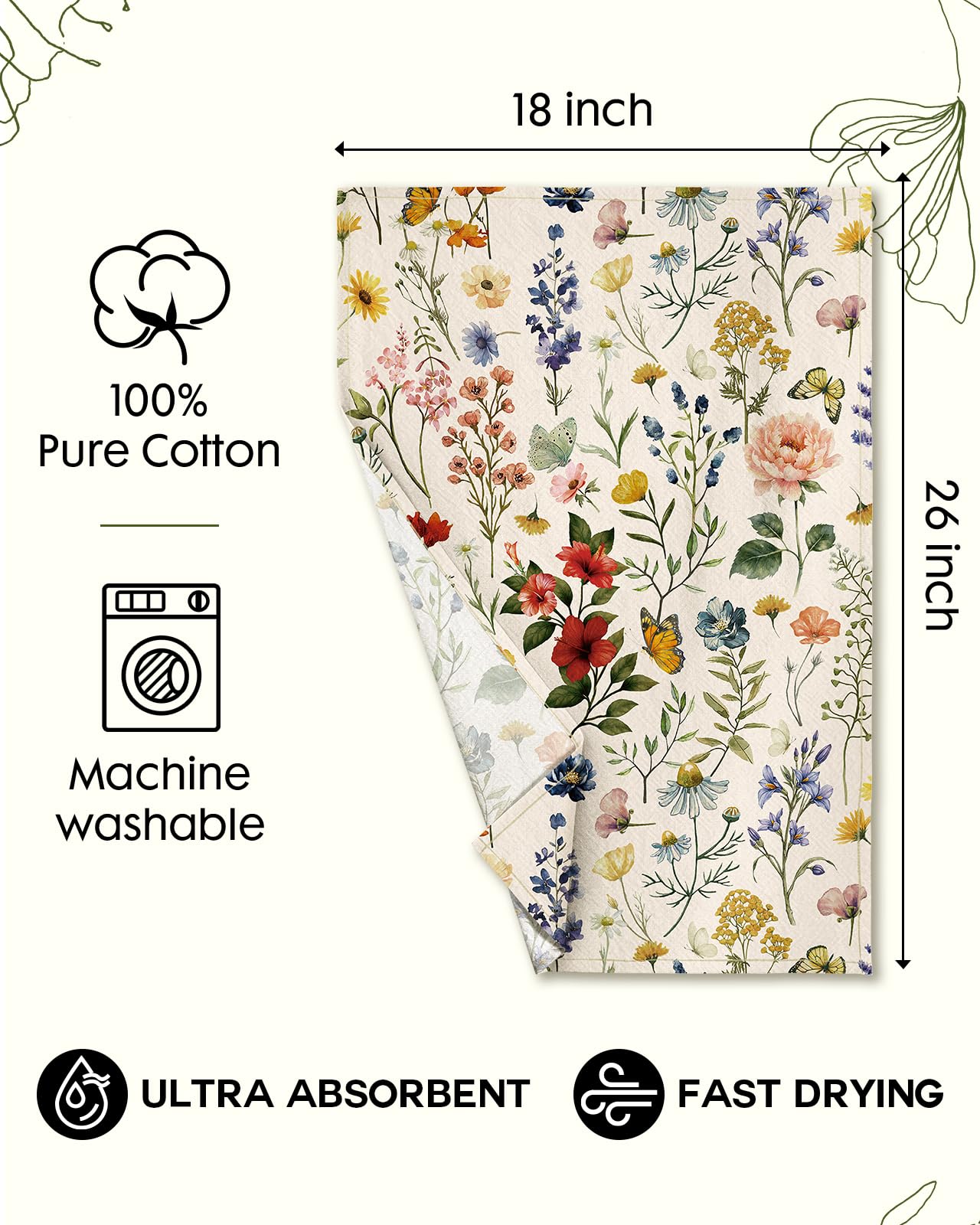 Miss Adola flour sack towel with spring design adds elegance to any kitchen