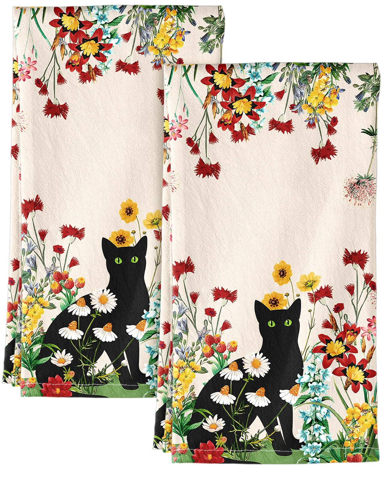Miss Adola flour sack towel with spring floral pattern adds kitchen elegance and absorbent drying.