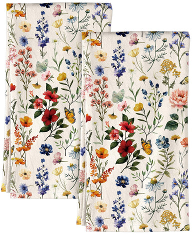 Miss Adola flour sack towel with spring pattern, absorbent for quick kitchen cleanups