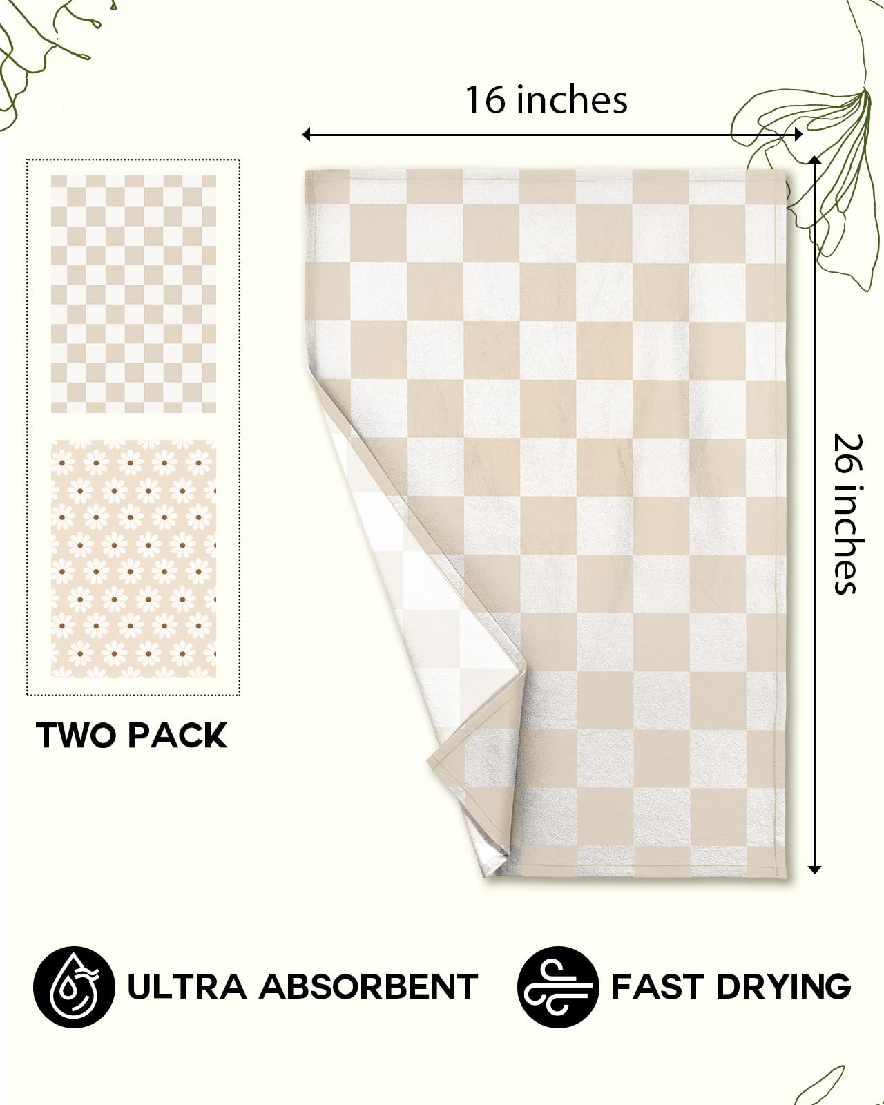 Miss Adola kitchen décor towel beige checkered design complements any space