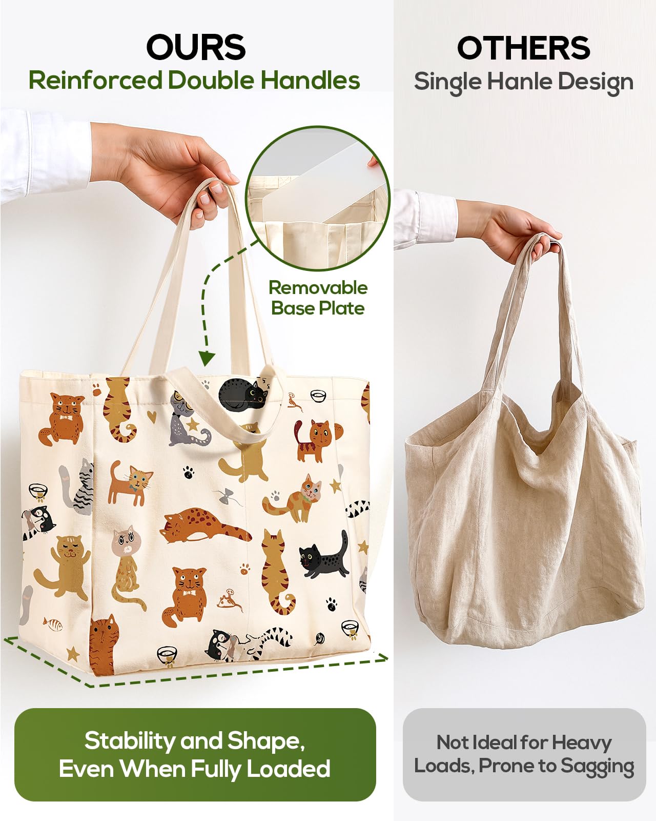 Miss Adola tote with removable bottom panel for stability