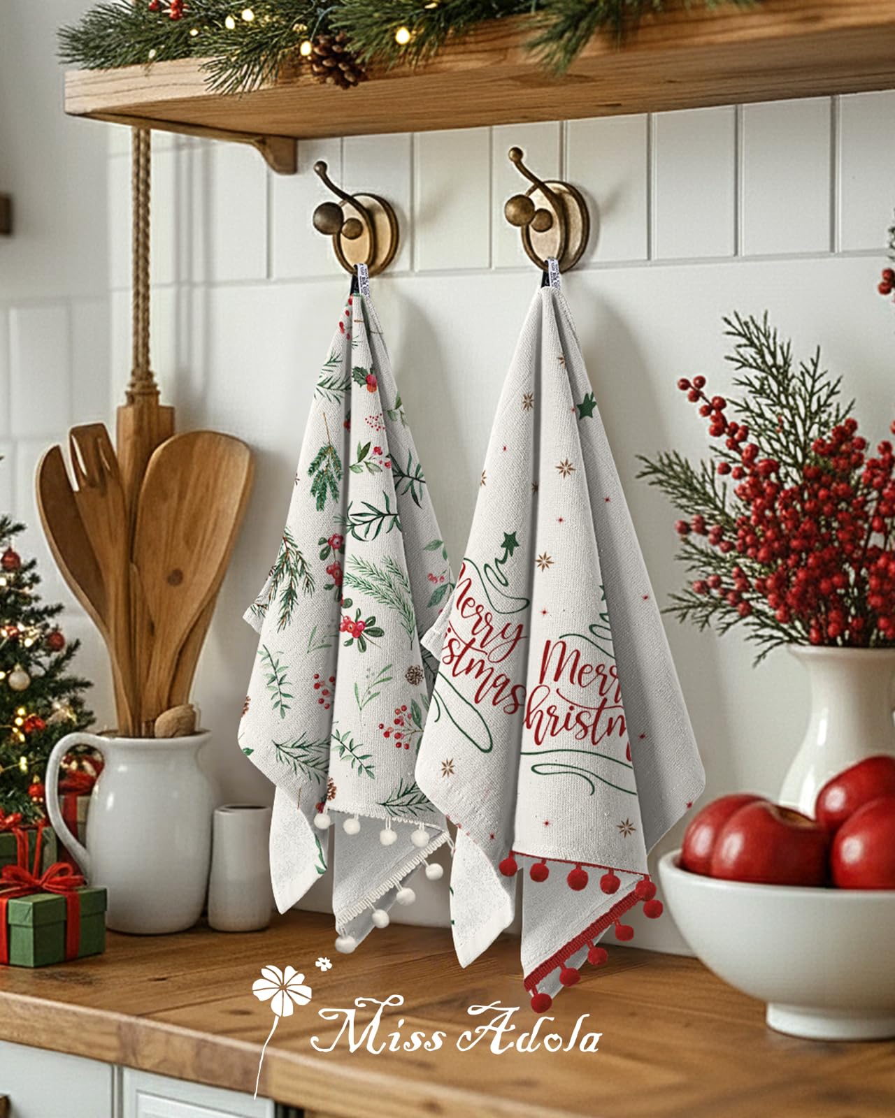 Miss Adola terry cloth towel offers durable absorbency for everyday dishes