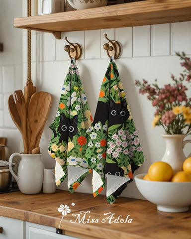 Miss Adola towels in use; versatile cleaning on counters and glassware