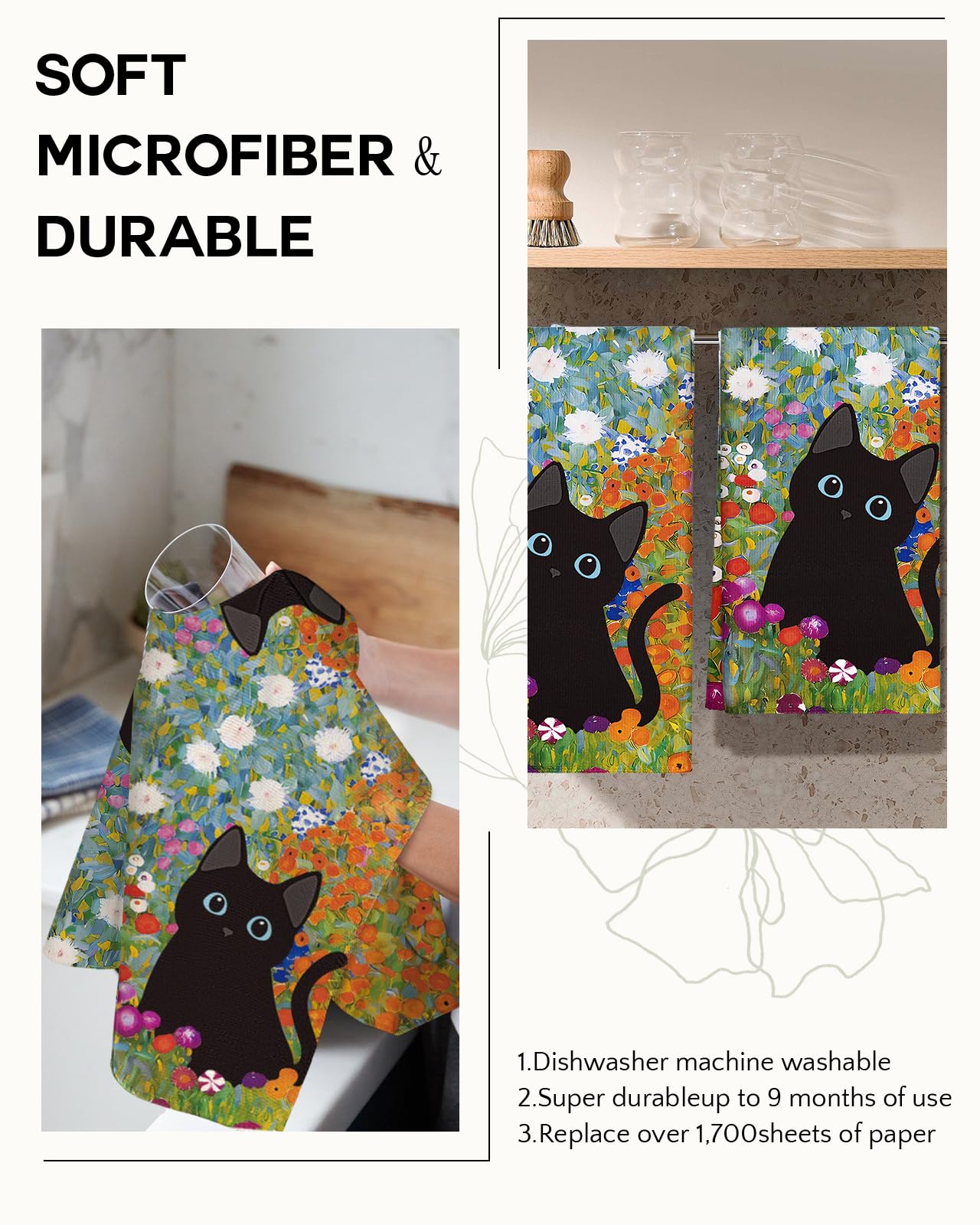 Miss Adola vintage design towel adds timeless style to the kitchen.