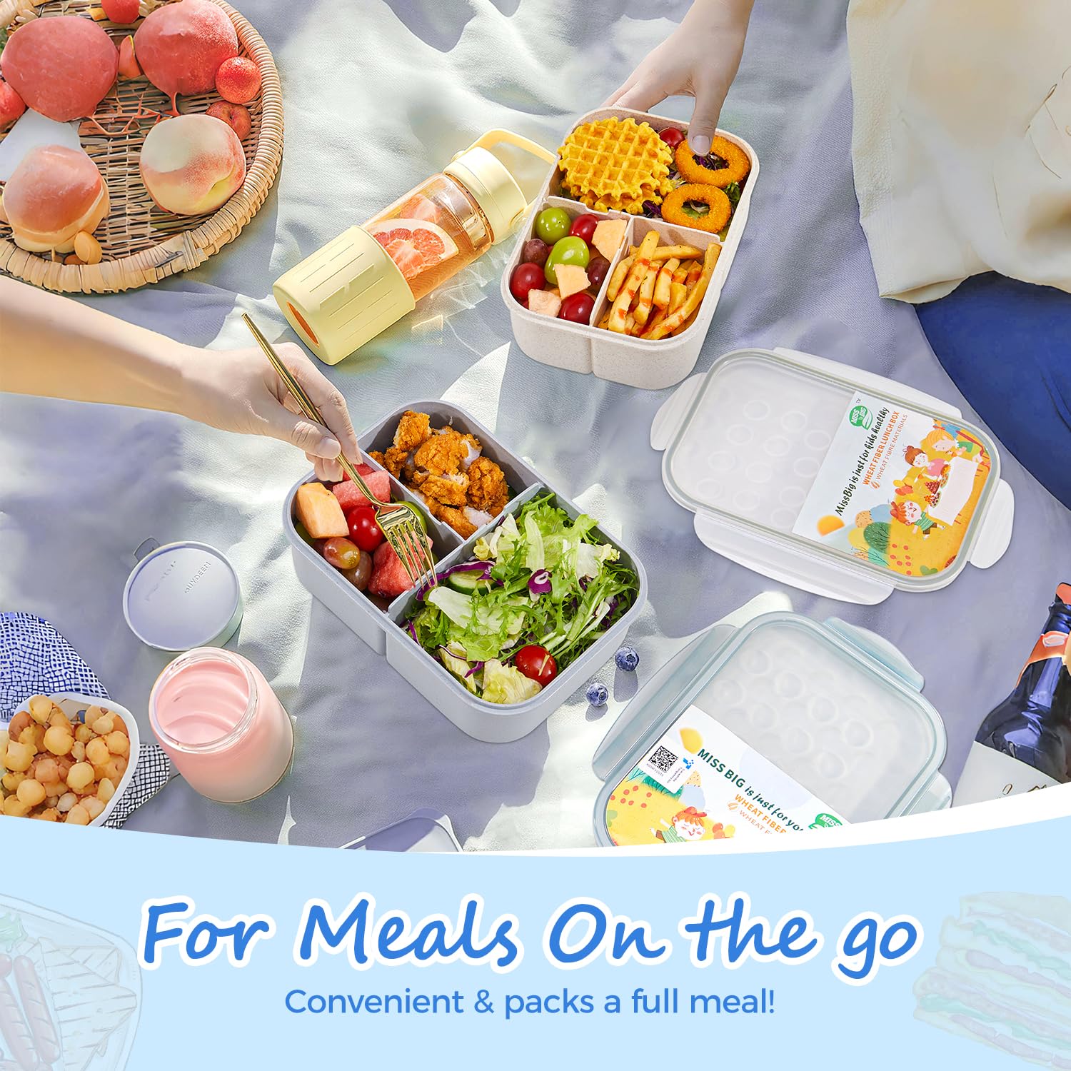 MISS BIG Bento Box fits easily into backpacks for convenient daily meals