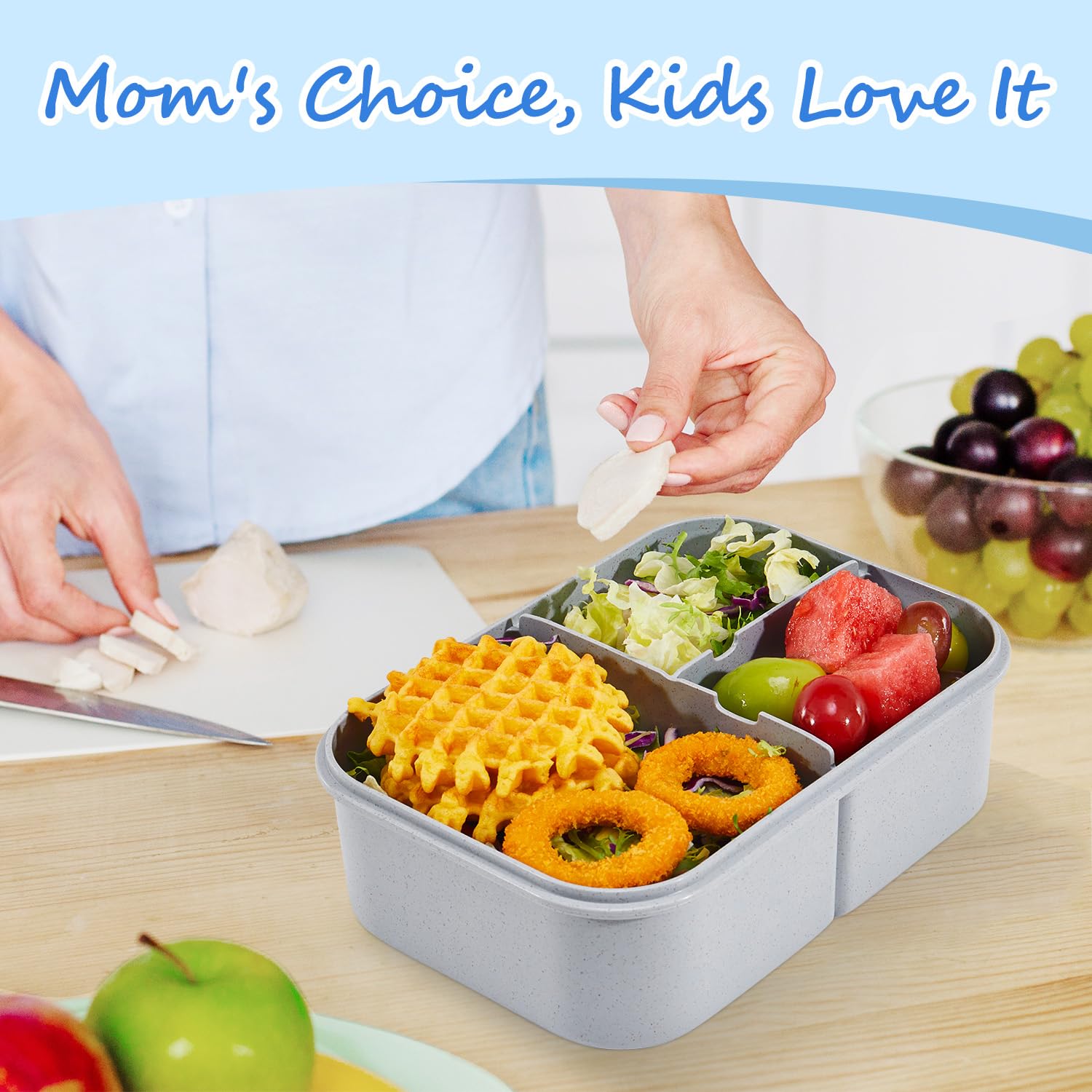 MISS BIG Bento Box in gray, BPA-free and safe for daily lunches