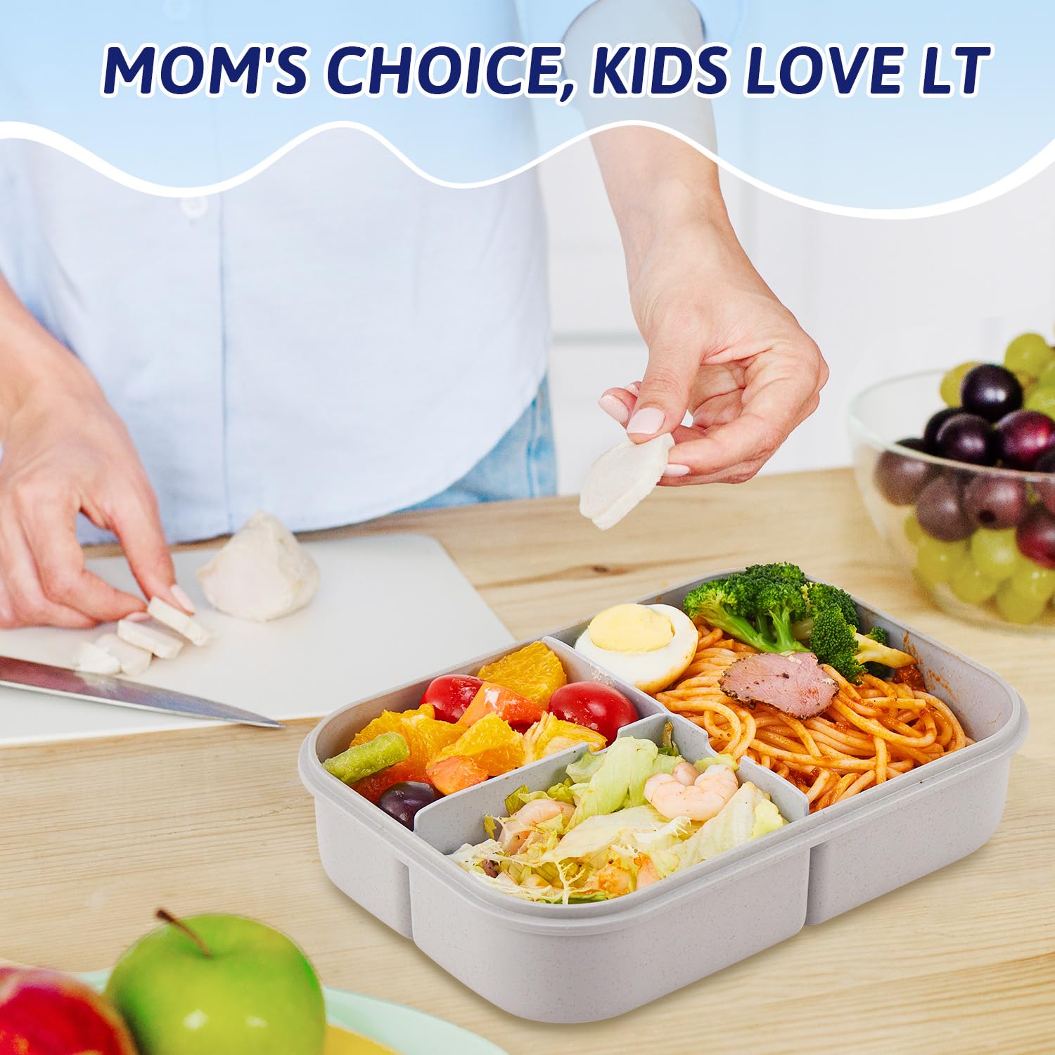 MISS BIG Bento Box for Kids leak-proof latch system keeps contents secure during transport.