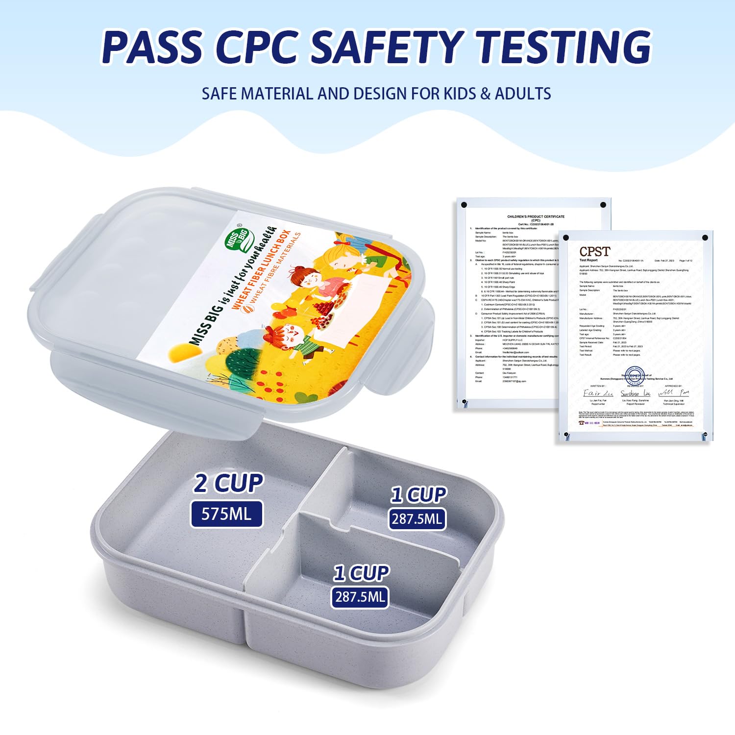 MISS BIG Bento Box for Kids Transparency Verified: scan barcode to confirm authenticity.