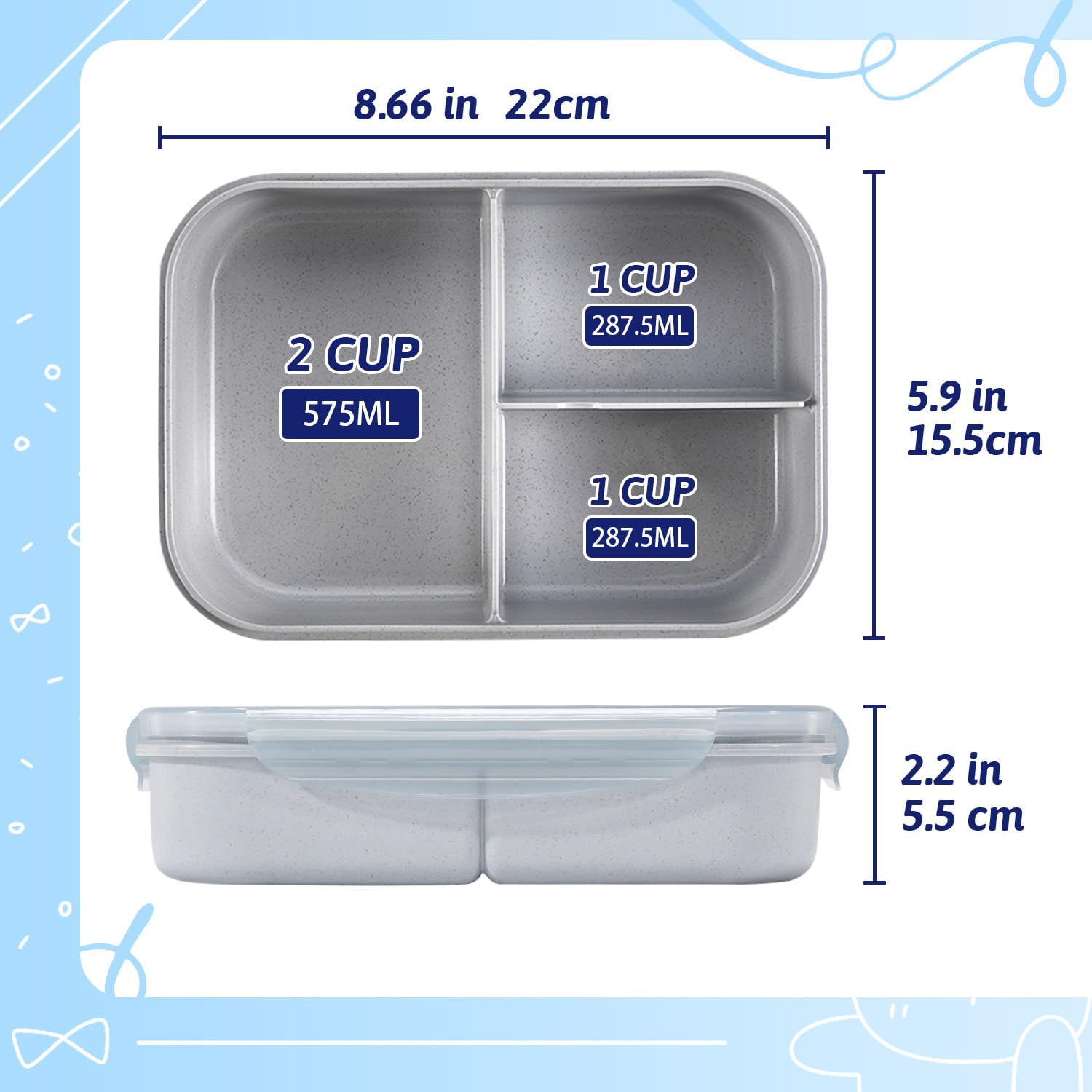 MISS BIG Bento Box for Kids two sizes fit kids and adults for versatile meals.