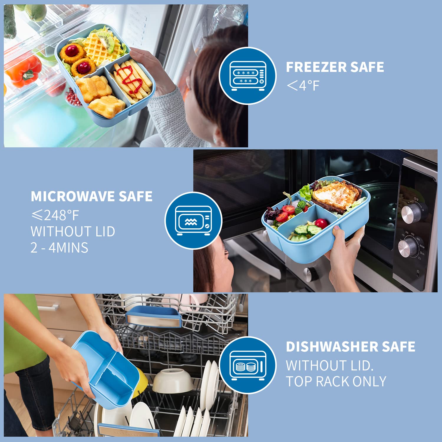 MISS BIG Bento Box is leak proof and freezer safe for versatile meal prep.
