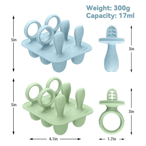 MISSLILI 2-pack mini popsicle molds ideal for breastmilk and fruit purees.