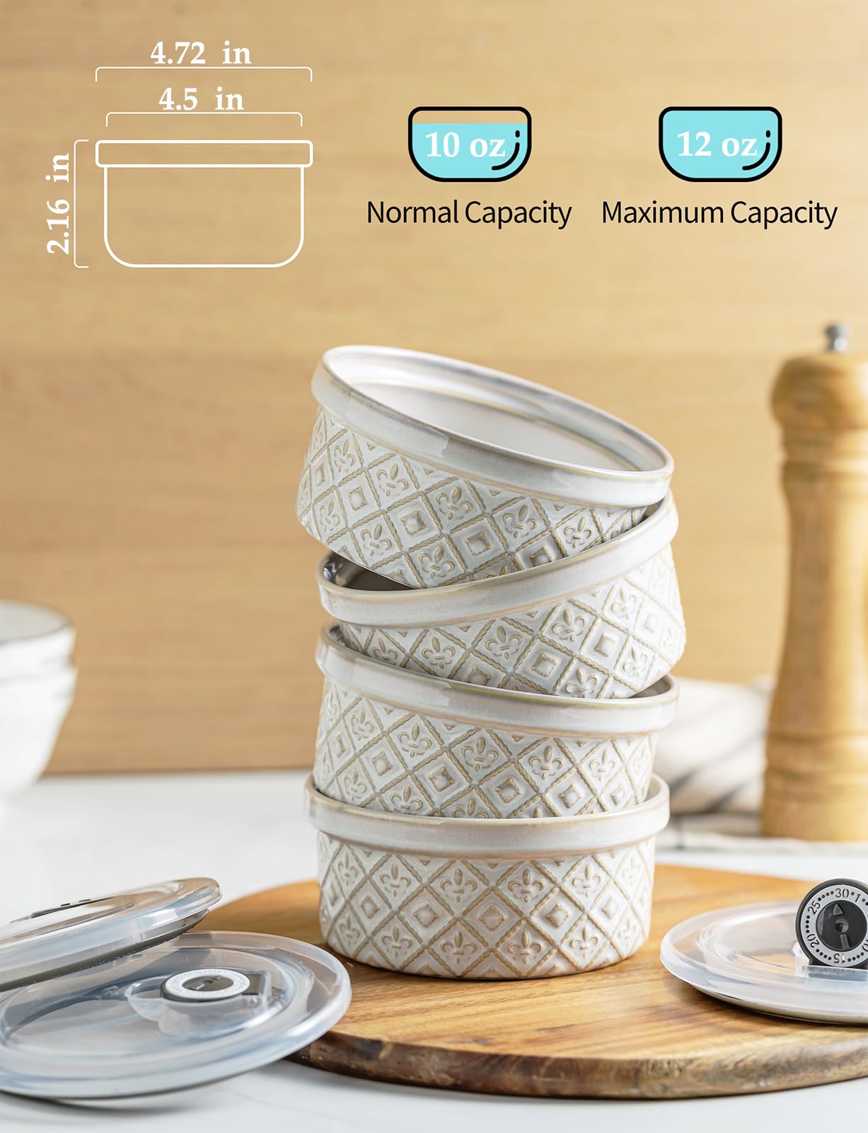 MISSYSSIM dessert serving ceramic ramekin in beige for individual portions.