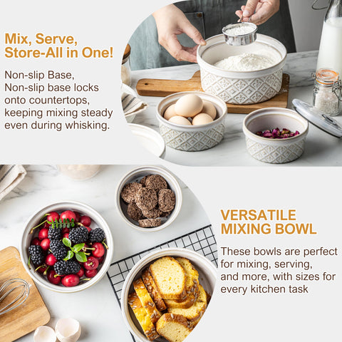 MISSYSSIM embossed-surface bowls offer slip-resistant grip during prep.