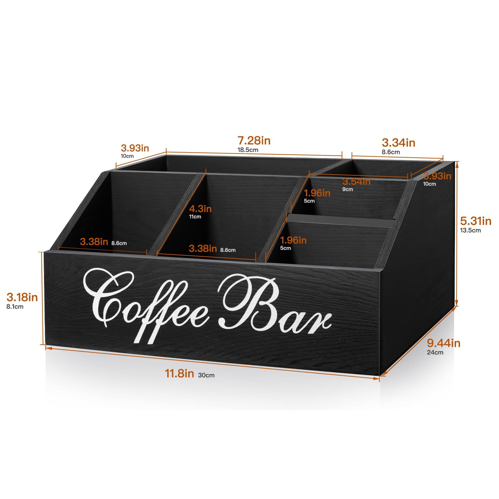 MISTOD coffee station organizer six-compartments helps declutter essentials.
