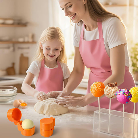 MITCHENIFY pusher tool helps eject perfect cake pops with ease.