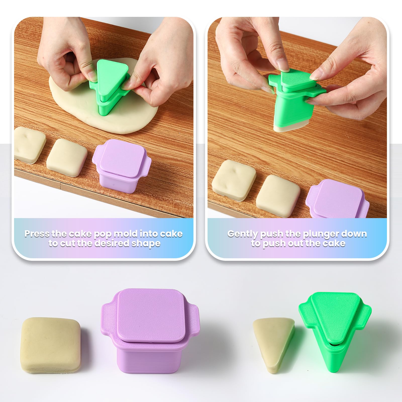 MITCHENIFY square cake pop cutter yielding even bites for events