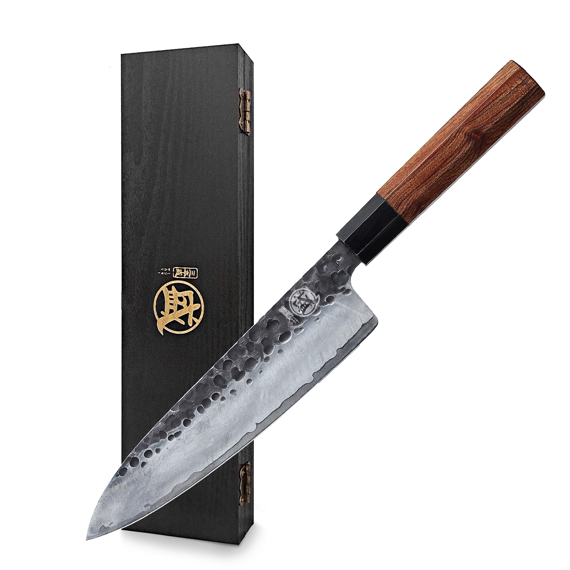 MITSUMOTO SAKARI 8 inch Gyuto blade close-up shows ultra-sharp precision for slicing