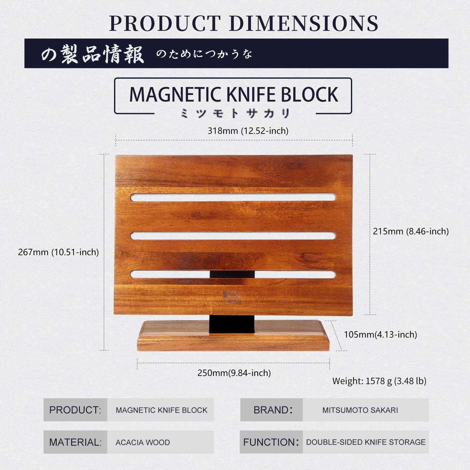 MITSUMOTO SAKARI acacia wood grain close-up highlighting durable natural material.