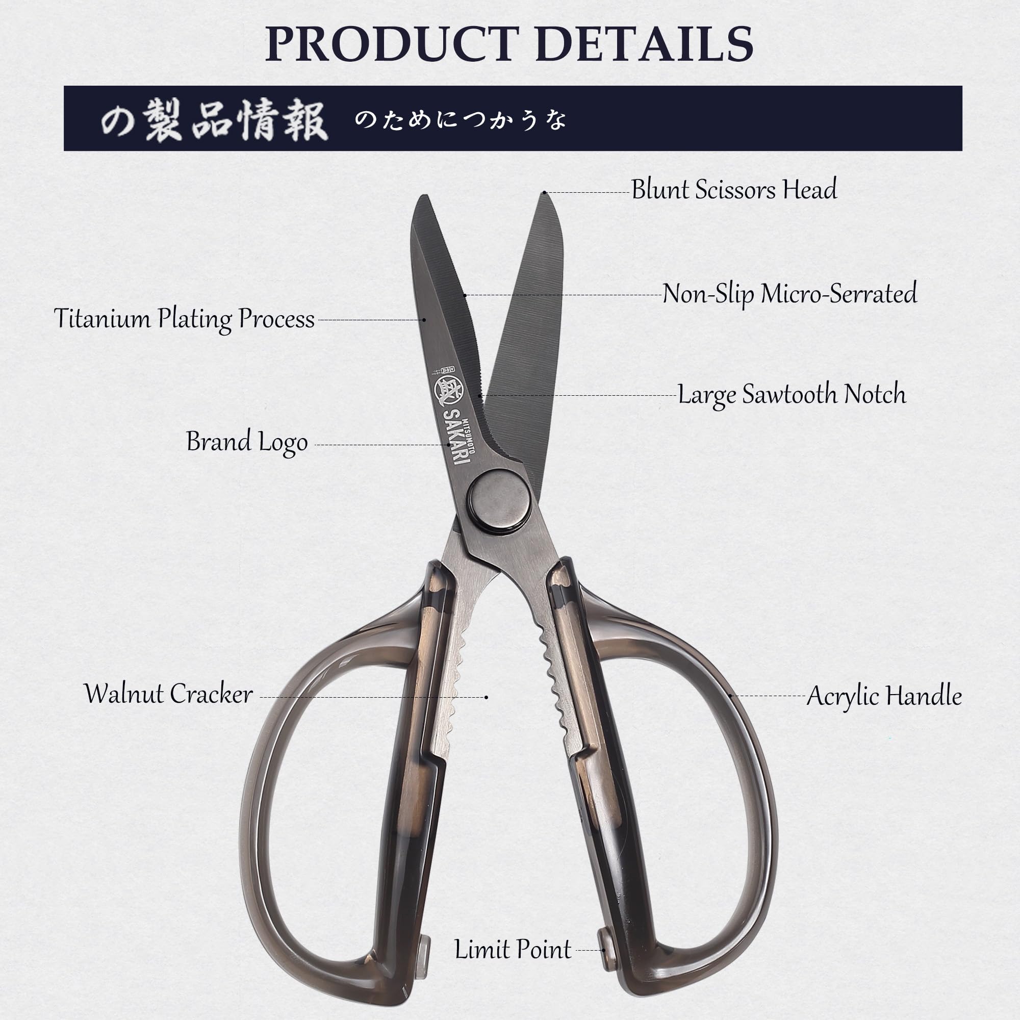 MITSUMOTO SAKARI heavy duty scissors blade construction highlights strength and precision