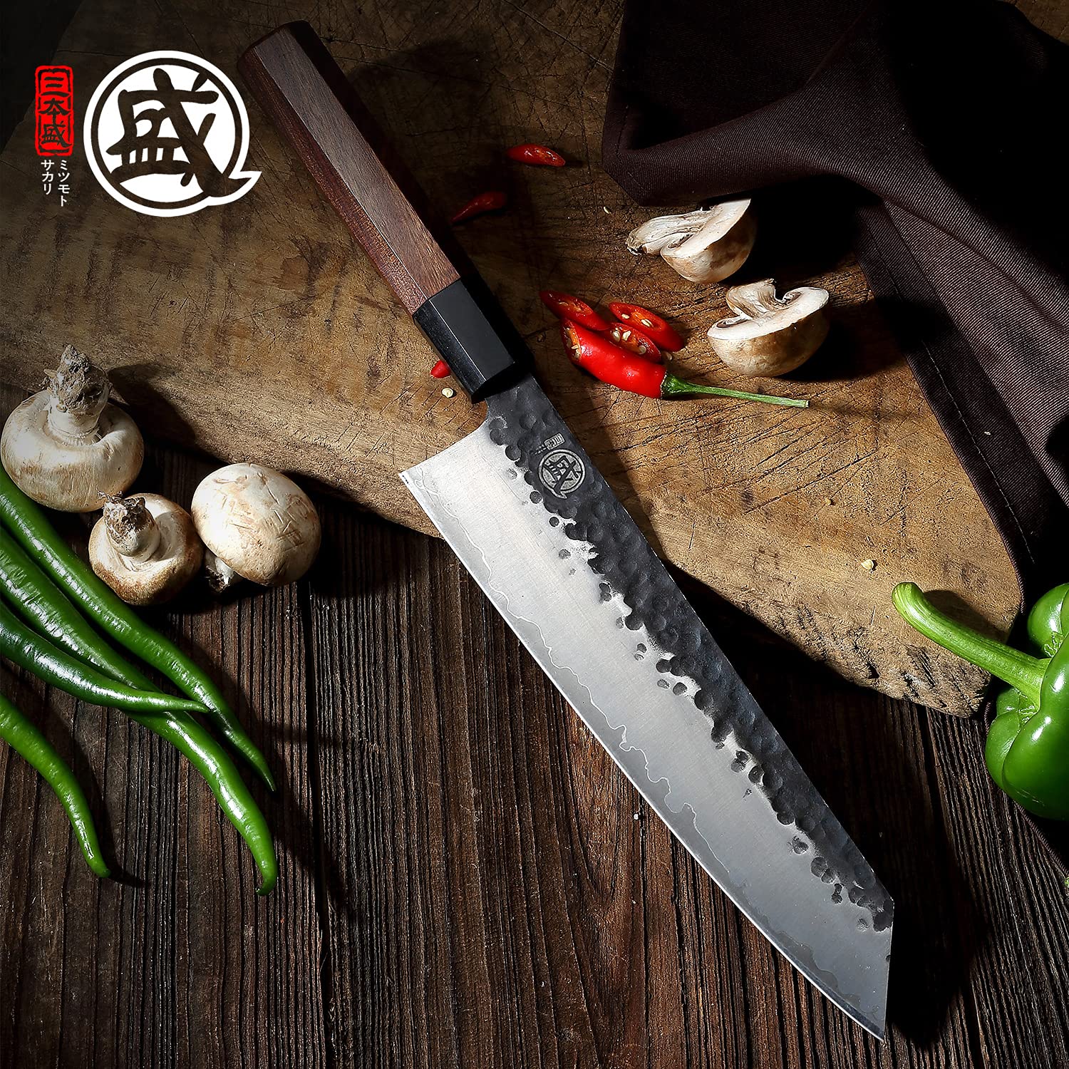 MITSUMOTO SAKARI Kiritsuke knife ergonomic grip reduces wrist tension for comfortable cutting.