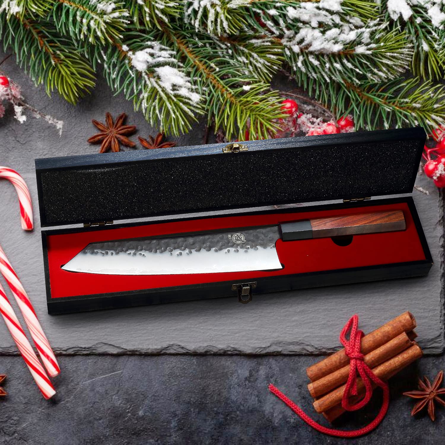 MITSUMOTO SAKARI Kiritsuke knife rosewood handle provides balanced grip for comfortable long use.