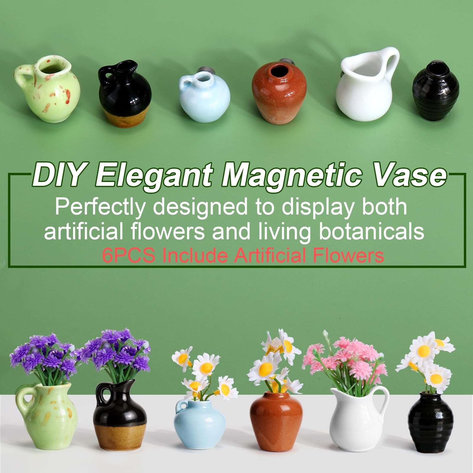 Mity Rain 3D ceramic tiny vases adding charming organization to notes on metal surfaces