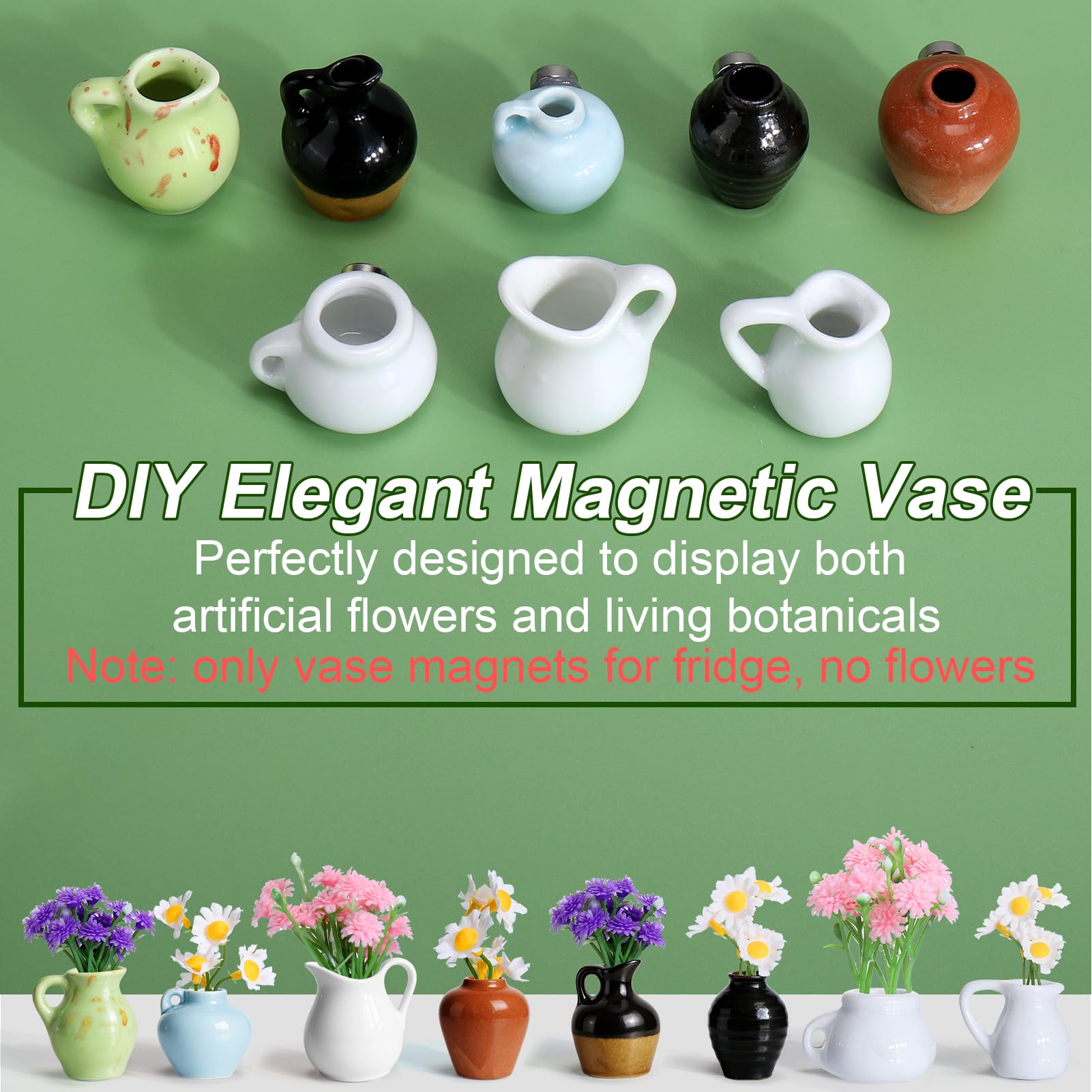 Mity Rain 3D ceramic vase magnet for fridge, durable decor that secures reminders.