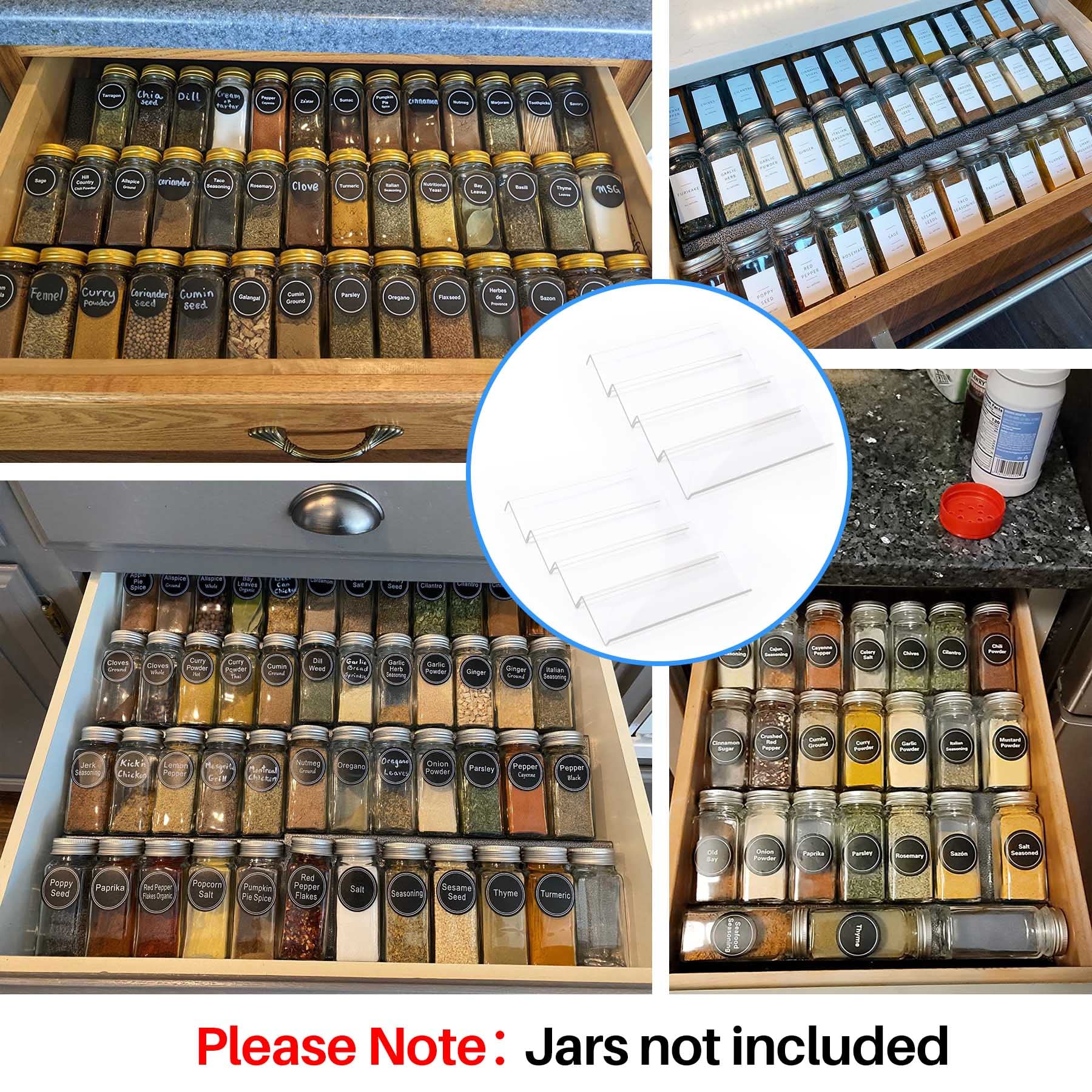 MIUKAA expandable spice rack demonstrates adjustable width for versatile drawer fit.