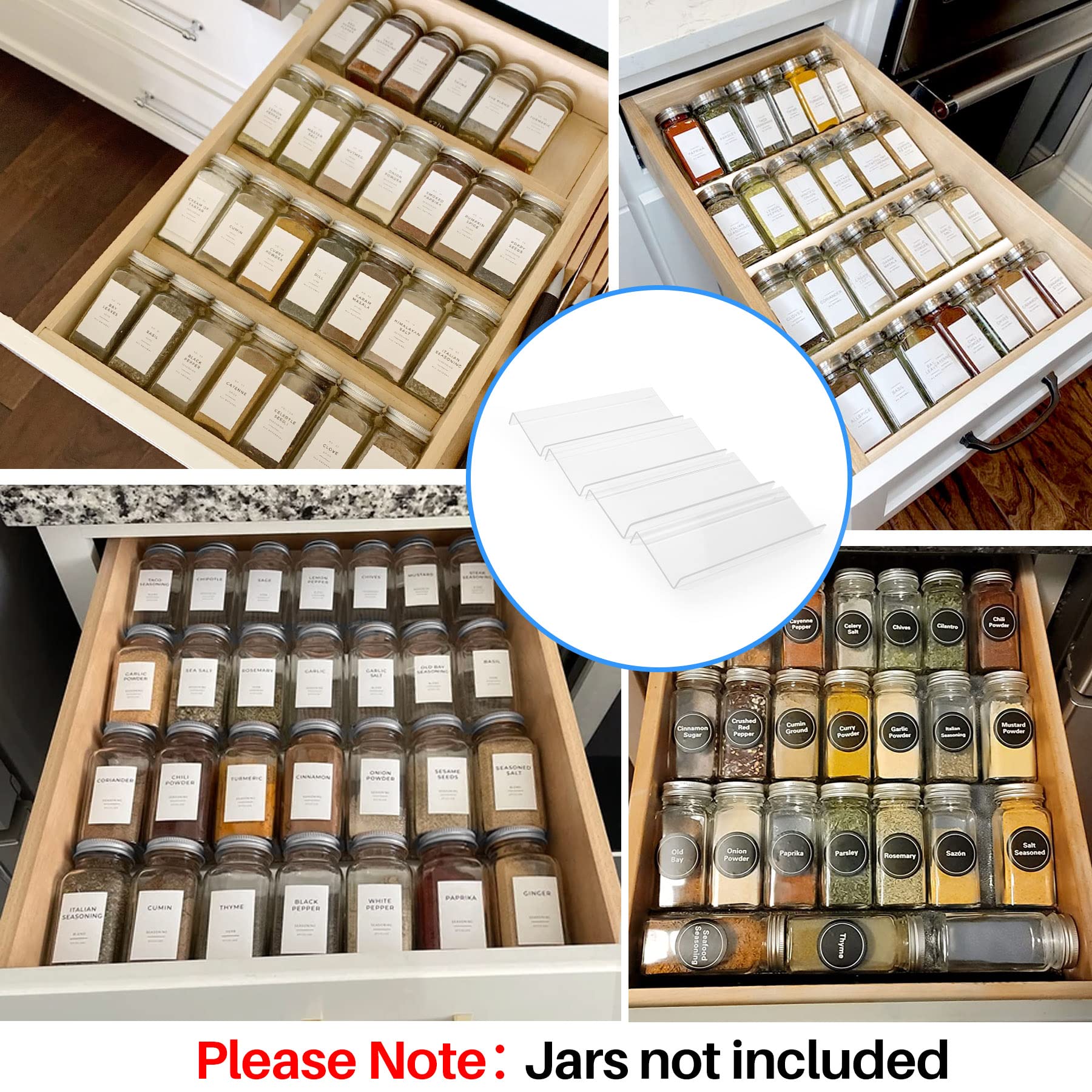 MIUKAA in-drawer spice rack front view ideal for quick access.