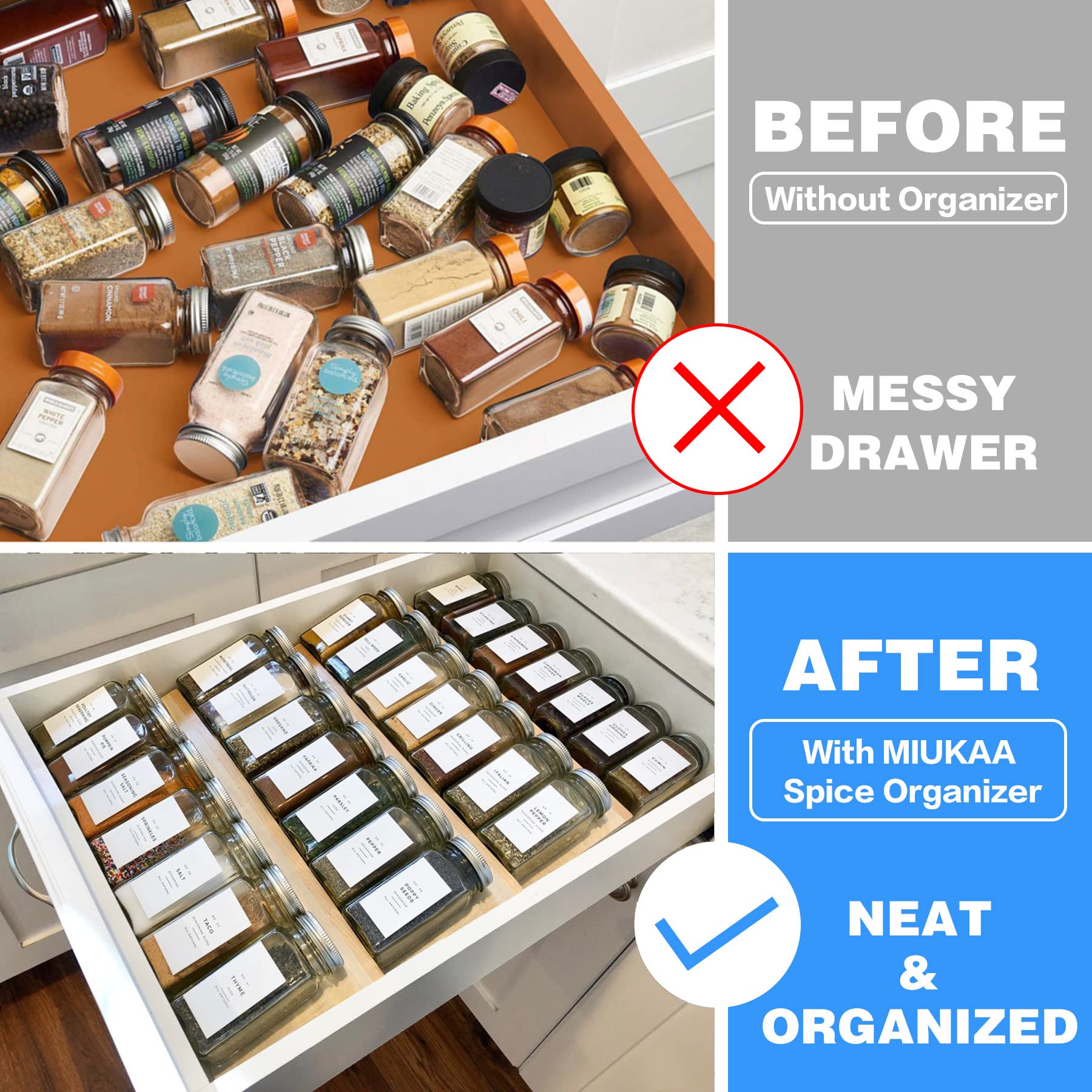 MIUKAA versatile drawer organizer for lipstick and small bottles.