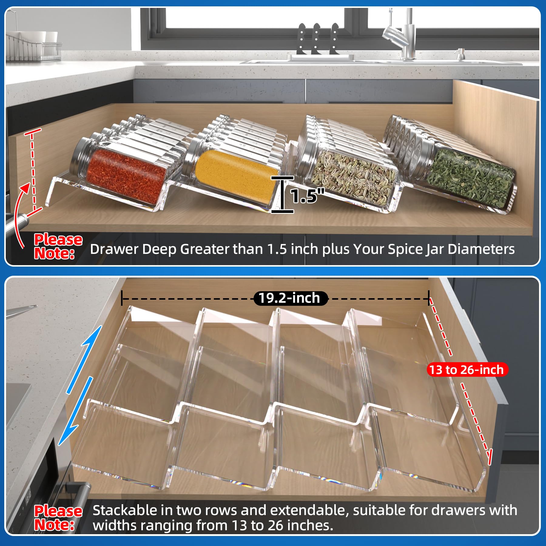 MIUKAA slanted levels provide quick, at-a-glance spice access during cooking.