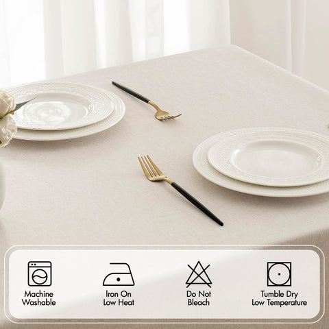 MIULEE 60x104 inch tablecloth fits larger dining tables for family meals.