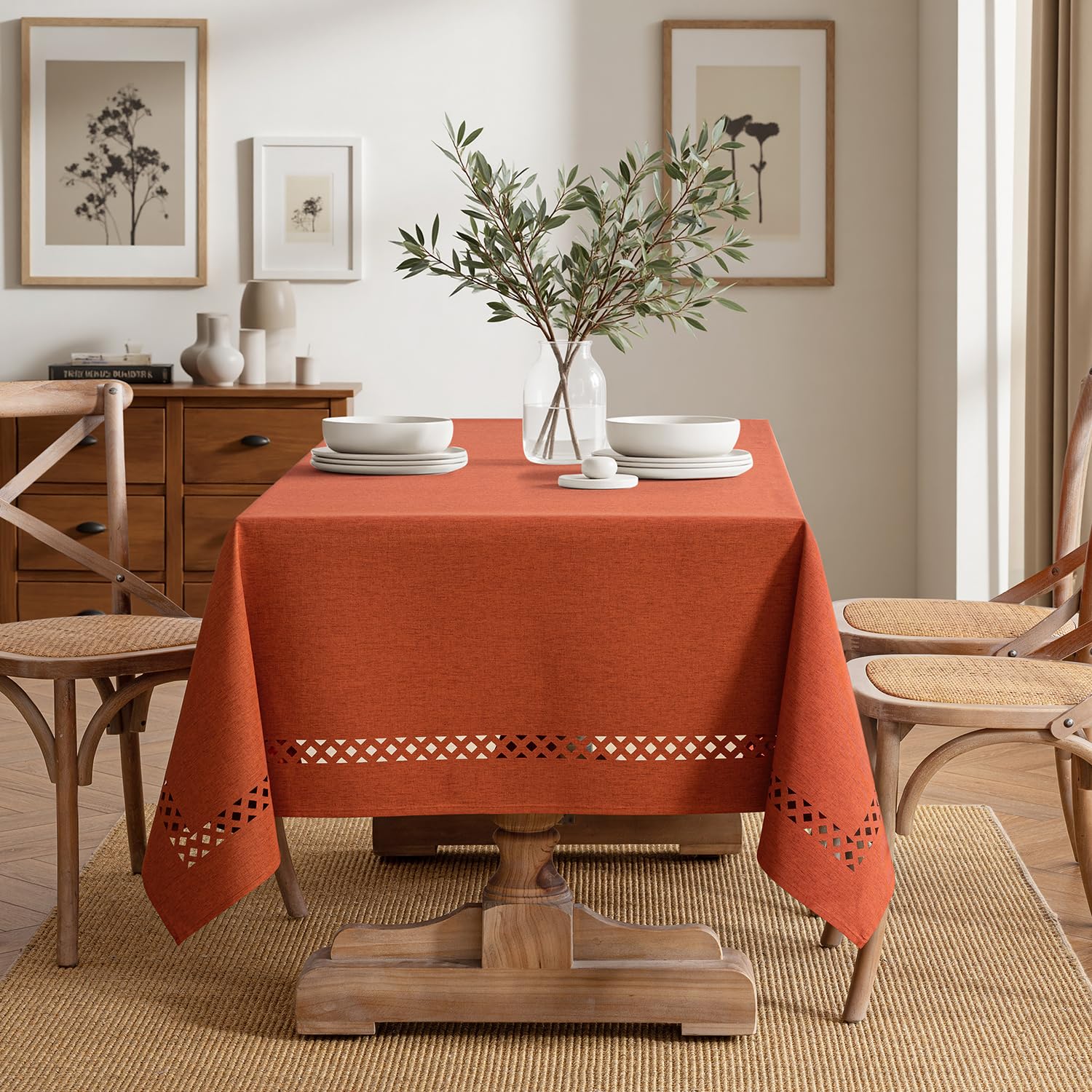 MIULEE Burnt Orange tablecloth suitable for weddings and holiday dining.