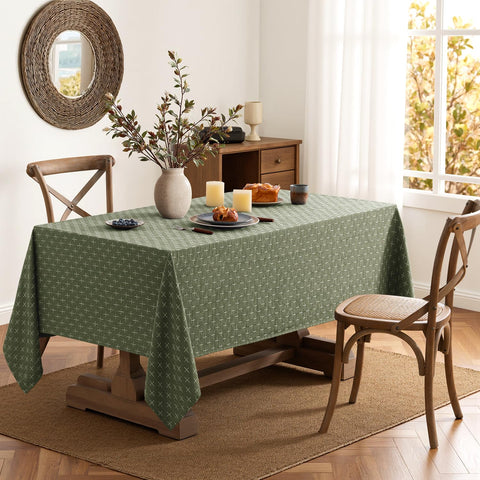Waterproof layer visible on MIULEE olive green table cloth.
