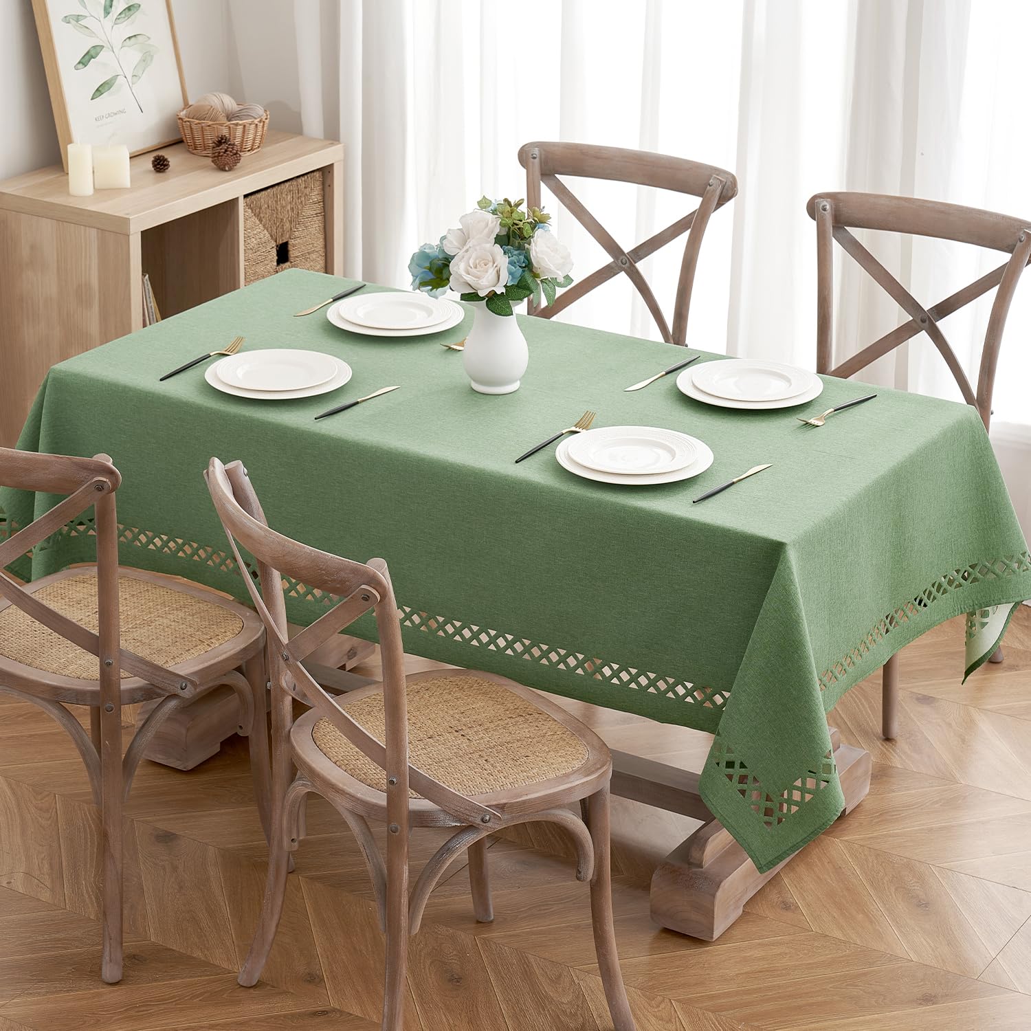 MIULEE tablecloth with waterproof finish protects surfaces during meals and celebrations
